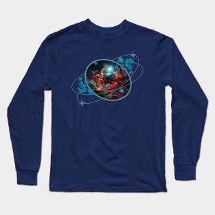 Galactic Crab, Alien Crab amidst Space Bubbles and Planetary Vibes Long Sleeve T-Shirt